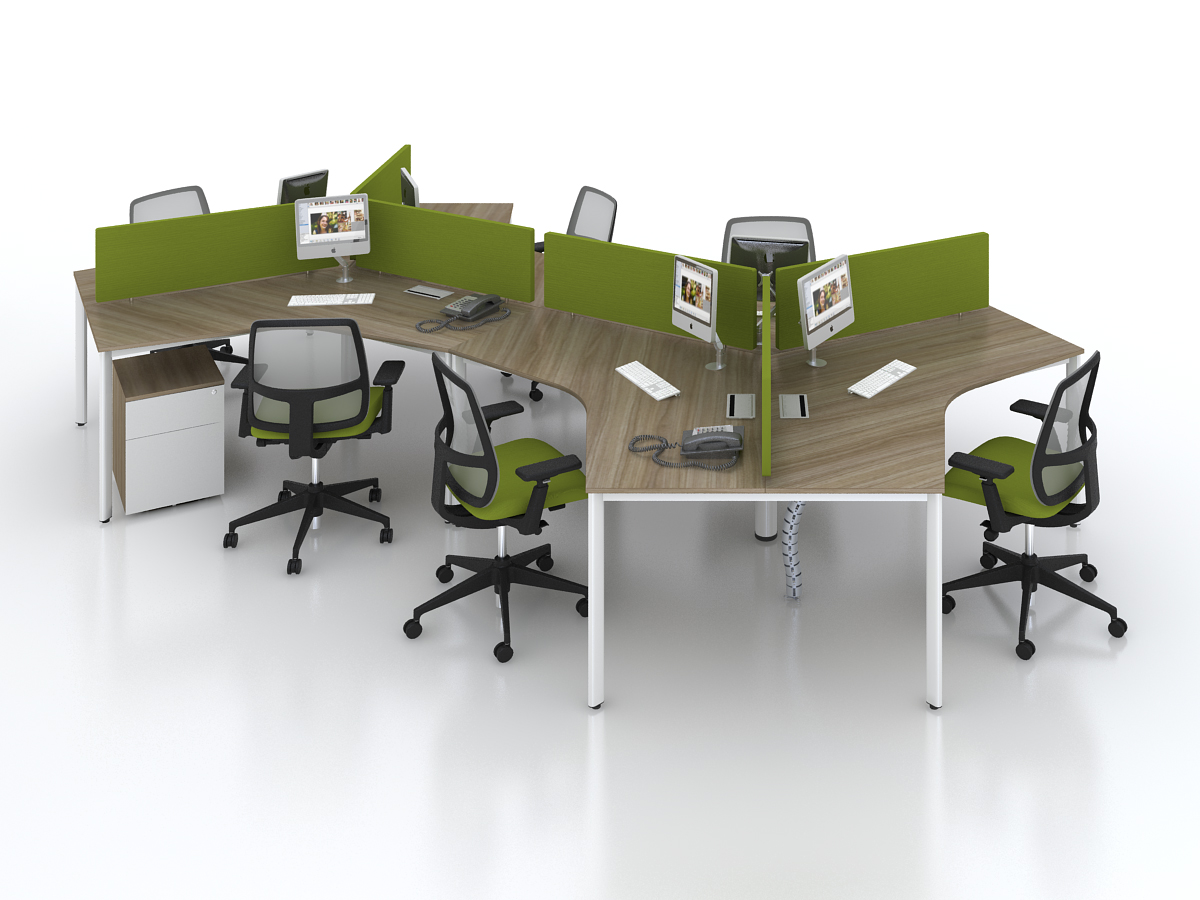 Những mẫu bàn làm việc có vách ngăn ấn tượng cho văn phòng nhỏ - 6 chỗ